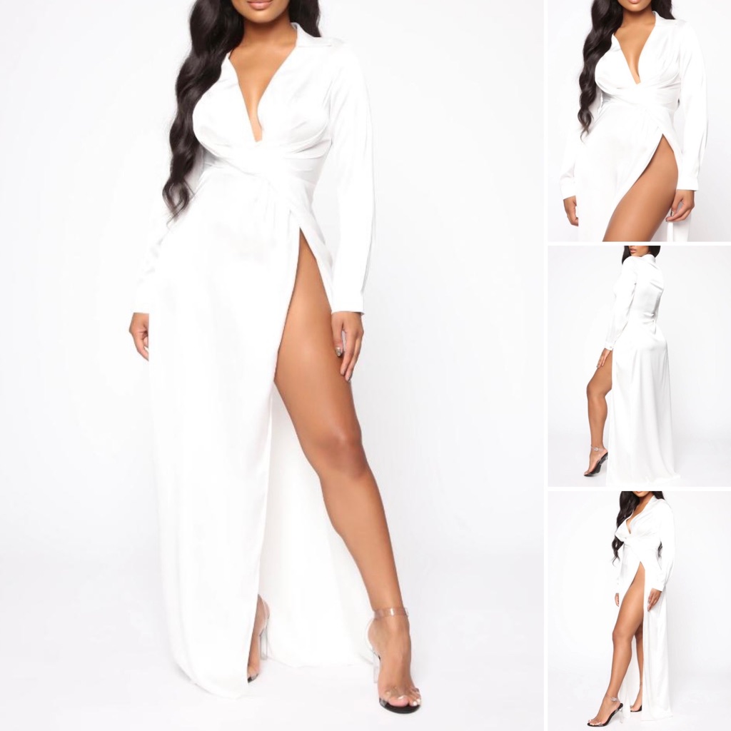Front Twist High Split Maxi Dress